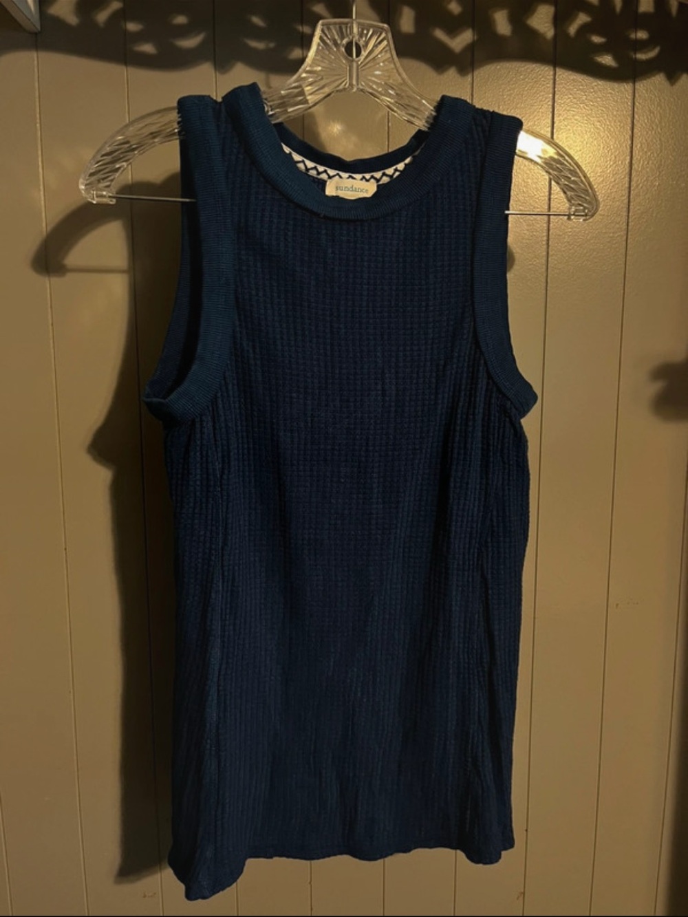 Sundance Blue Waffle Knit tank top